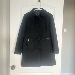J Crew Black Stadium Cloth Wool Coat EUC Size 2P